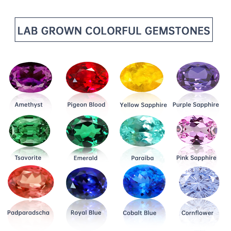 WuZhou Hot sales  Oval Cut Various colours lab grown Colorful  gemstone synthetic diamond