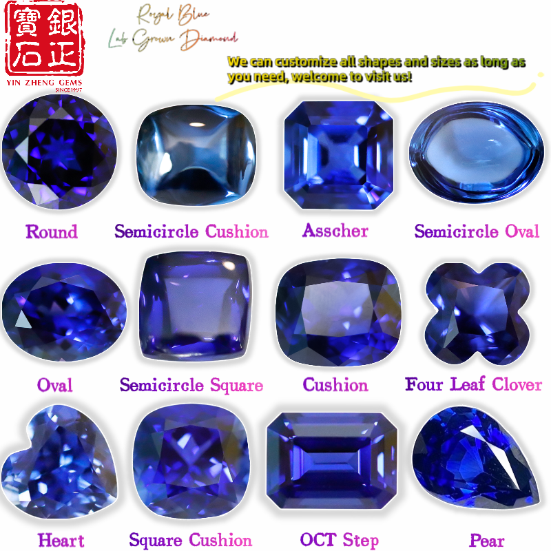 yinzheng Hot sales Sugar-Loaf Cushion Cut  lab grown Royal Blue synthetic diamond