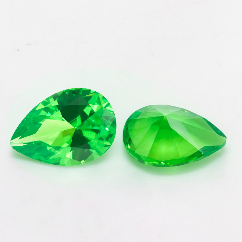 high quality Pear cut apple green color  loose  gemstone synthetic nano