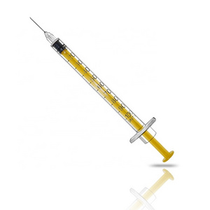 1ml 1cc Dark Yellow Color Punger Injection Sterile Plastic Disposable 100 Unit Insulin Pen Syringe With Needle u100