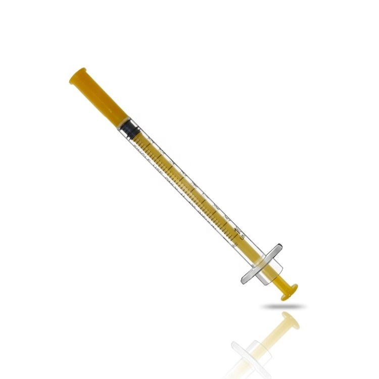 1ml 1cc Dark Yellow Color Punger Injection Sterile Plastic Disposable 100 Unit Insulin Pen Syringe With Needle u100