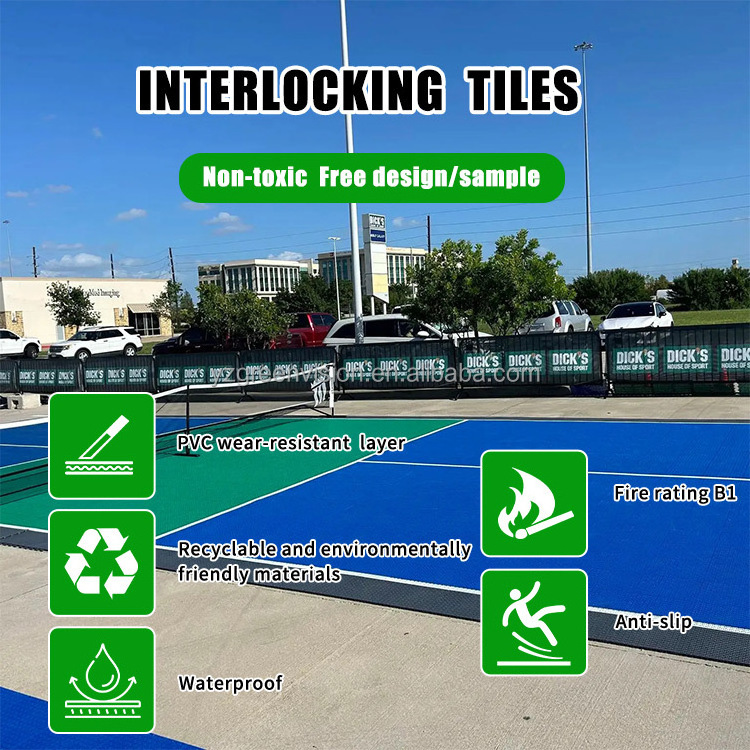 Interlocking PP Floor Tiles Outdoor Pickleball Court Roller Skating Tennis Badminton Basketball Volleyball Court Flooring Mat