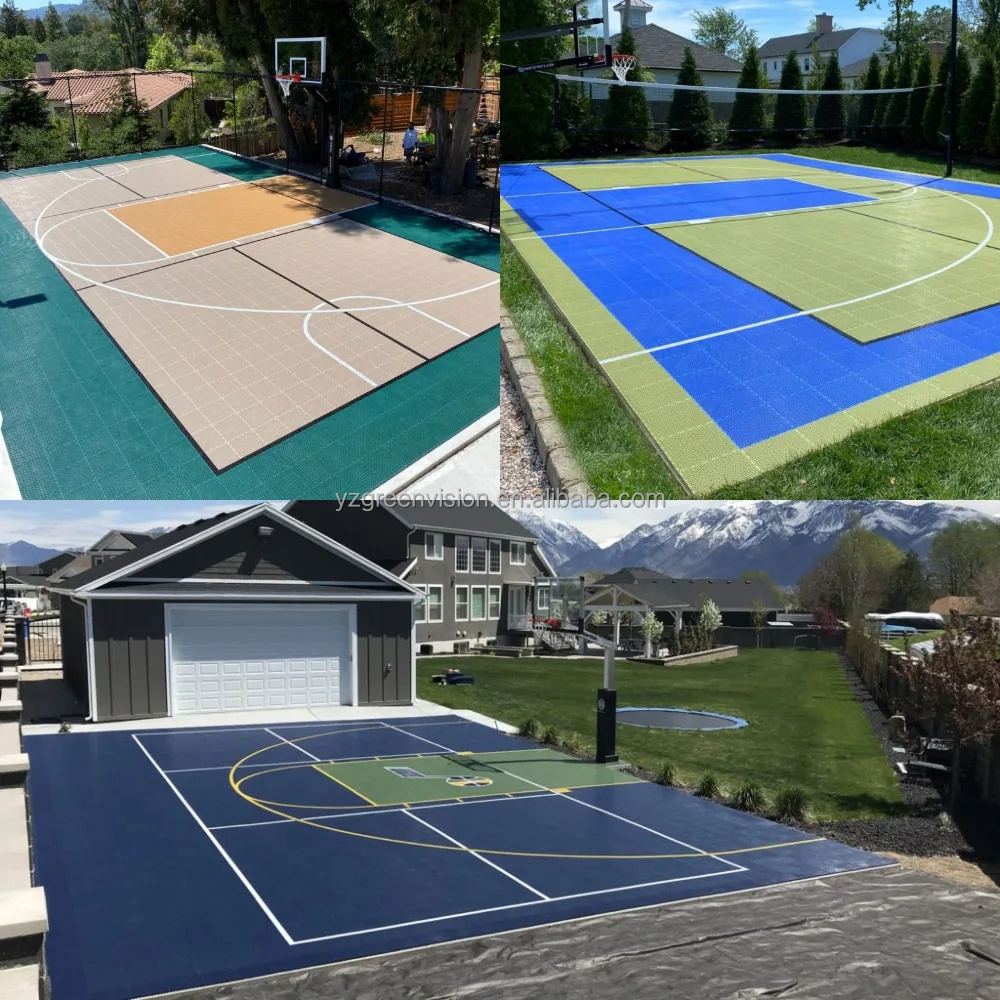 Outdoor portable  basketball court eco friendly PP material interlocking tiles plastic sports floor