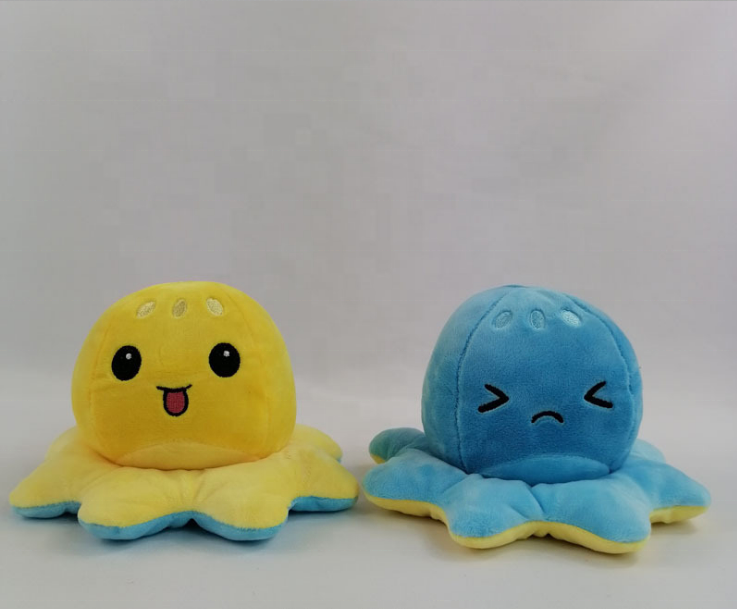 New Funny Emotion Jellyfish Reversible Plush Toys Cute Soft Double-Sided Flip Jellyfish Plush Doll