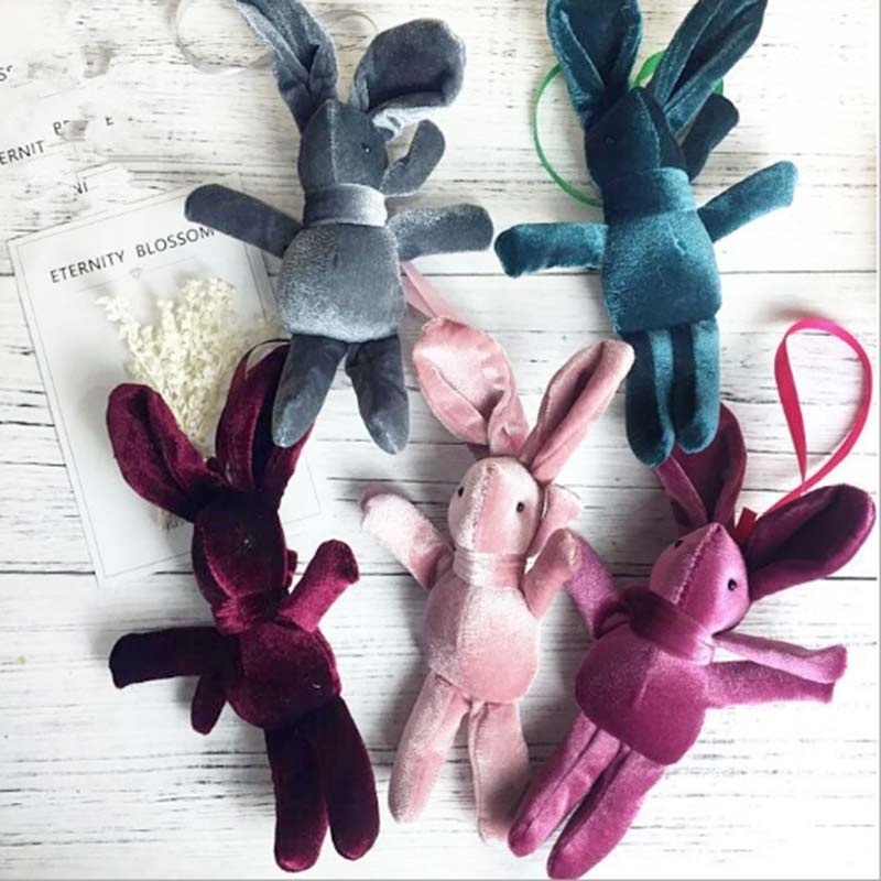 Korean velvet wishing rabbit eternal bouquet rabbit plush pendant rabbit doll  valentine's day present bag accessories