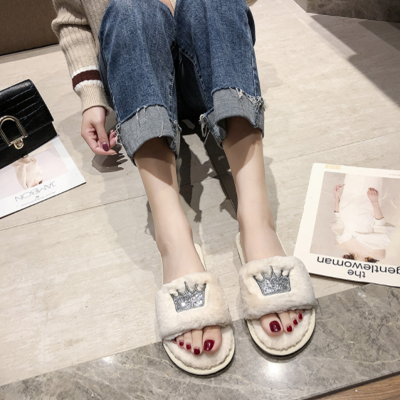 Slippers Women 2021 Womens Fur Slippers Winter Shoes Big Size Home Slipper Plush Pantufa Women Indoor Warm Fluffy Cotton Shoes