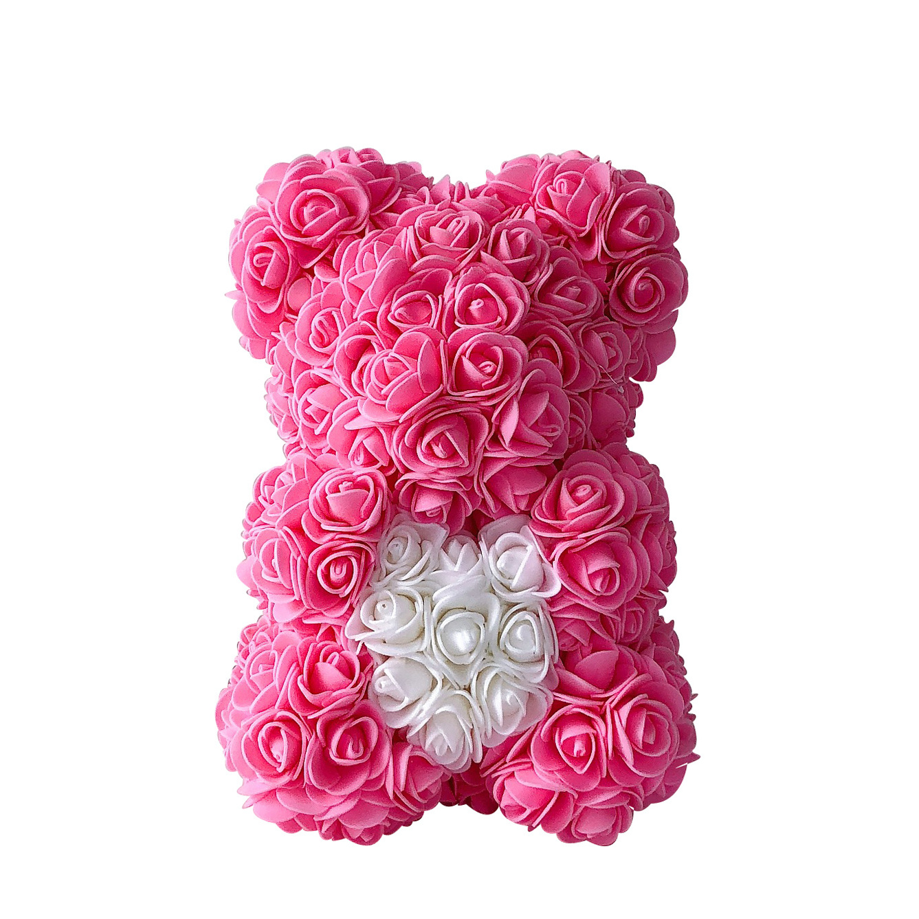 Pink Flower Rose Bear 25cm With Heart Flower Artificial Decoration Animal Toy Plush Valentine Teddy Bears