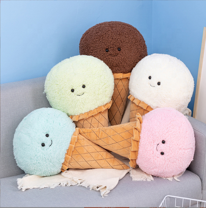 Simulation Ice Cream Plush Toy Kawaii Plushie Dessert Food Stuffed Soft Kids Toys Chair Cushion