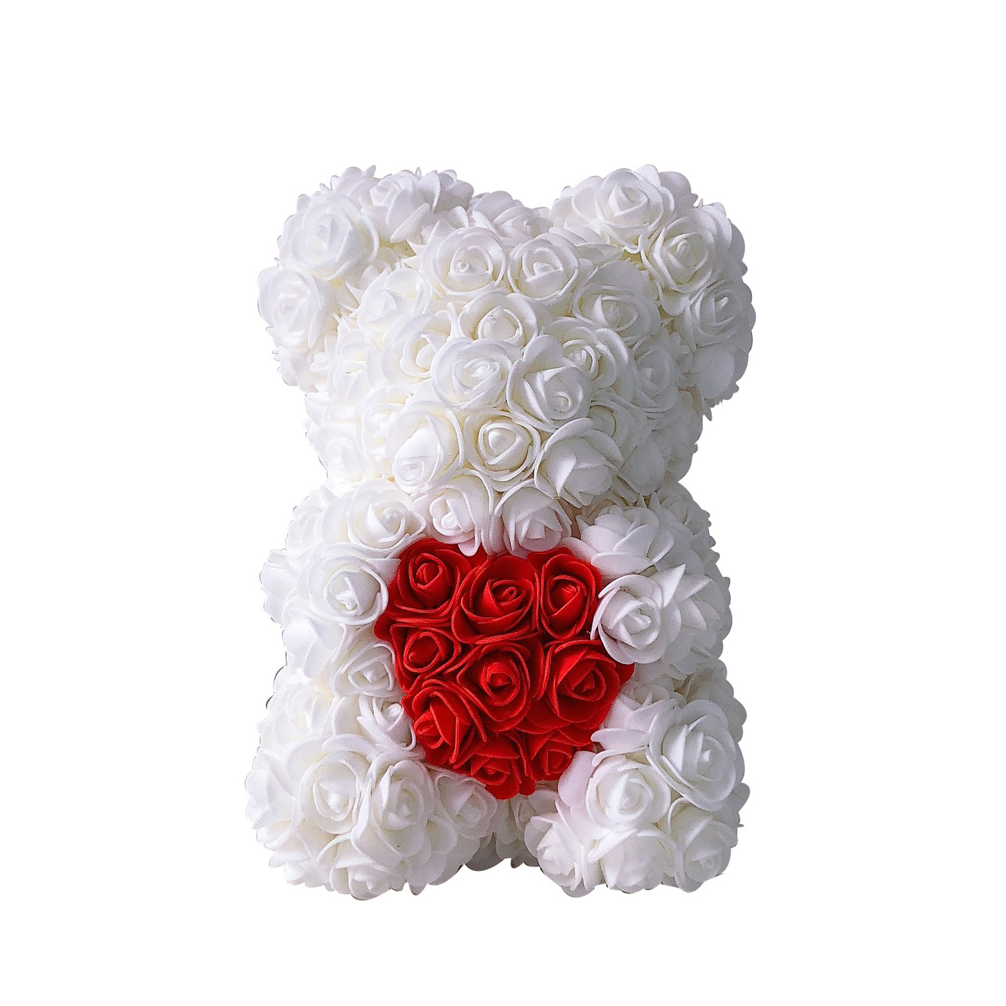 Pink Flower Rose Bear 25cm With Heart Flower Artificial Decoration Animal Toy Plush Valentine Teddy Bears