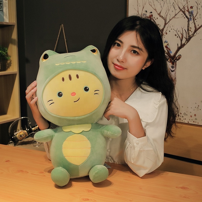 Lovely Big Face Changing Cat Stuffed Plush Toys Soft Animal Dolls Factory Best Gifts