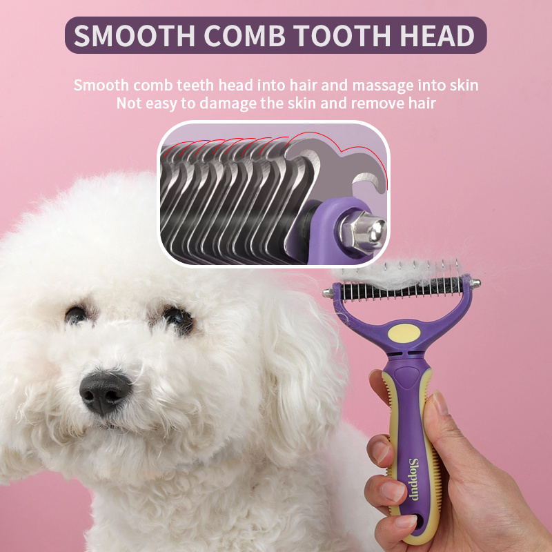 Factory Wholesale 2 In 1 Cat Needle Hair Comb Dog Pet Dematting Grooming Comb With Pet Nail Clipper Or Stainless Steel Pet Comb