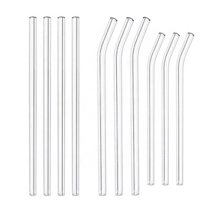 Eco-Friendly Reusable Borosilicate Clear Glass Straws Straight bent Shape for Beverage 6mm 8mm 10mm 12mm 14mm Diameter Options