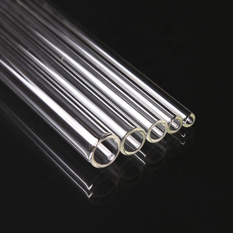 Eco-Friendly Reusable Borosilicate Clear Glass Straws Straight bent Shape for Beverage 6mm 8mm 10mm 12mm 14mm Diameter Options