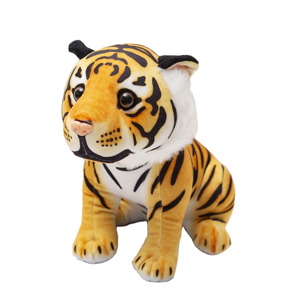 Ruunjoy Plush Pp Cotton Soft Toys Tiger Stuffed Lifelike Tiger Simulation Jungle Forest Animals Plush Toys For Kids