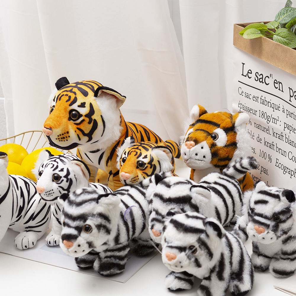 Ruunjoy Plush Pp Cotton Soft Toys Tiger Stuffed Lifelike Tiger Simulation Jungle Forest Animals Plush Toys For Kids