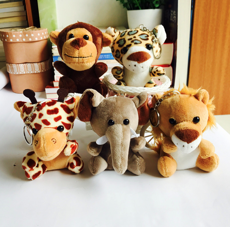 Stuffed Jungle Animals Mon Tiger Elephant Soft Toys Customized Cheap Plush Animals Chain Toys Promotion