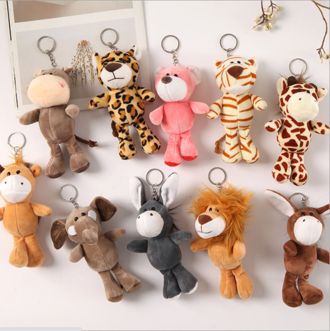 Stuffed Jungle Animals Mon Tiger Elephant Soft Toys Customized Cheap Plush Animals Chain Toys Promotion