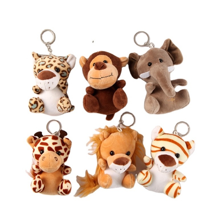 Stuffed Jungle Animals Mon Tiger Elephant Soft Toys Customized Cheap Plush Animals Chain Toys Promotion