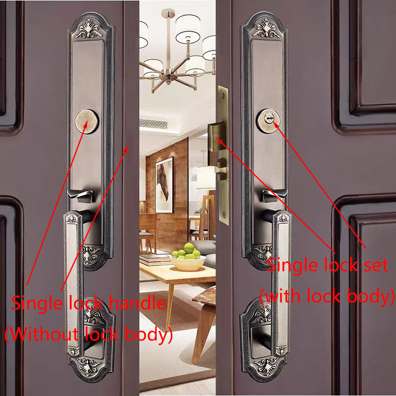 Factory direct sales luxury European double front door lock handle set home security door lock