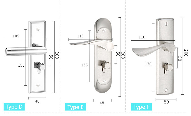 304 Stainless Steel Interior Wood Door Lock Silent mechanical door lock for bedroom rooms