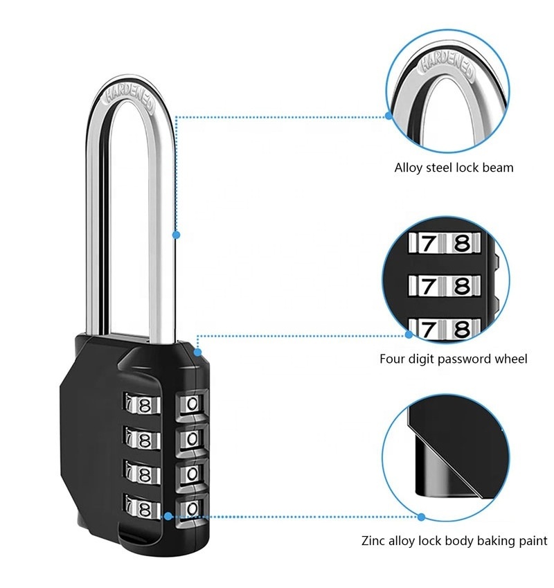 American security digital combination Keyless locker Gym Cabinet Home hardening long yoke padlock