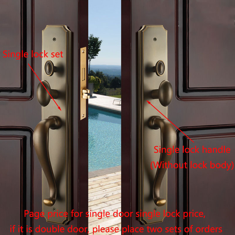 European gold high quality villa main entrance double door handle door lock cover