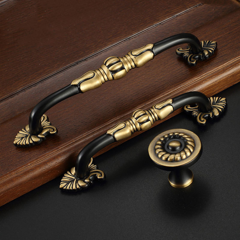 Vintage European Style villa furniture Solid brass handle Cupboard wardrobe drawer Brass handle