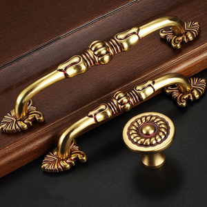 Vintage European Style villa furniture Solid brass handle Cupboard wardrobe drawer Brass handle