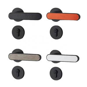 Euro-american simple indoor door handle round key lock Black Toilet Bedroom Lever set key handle lock