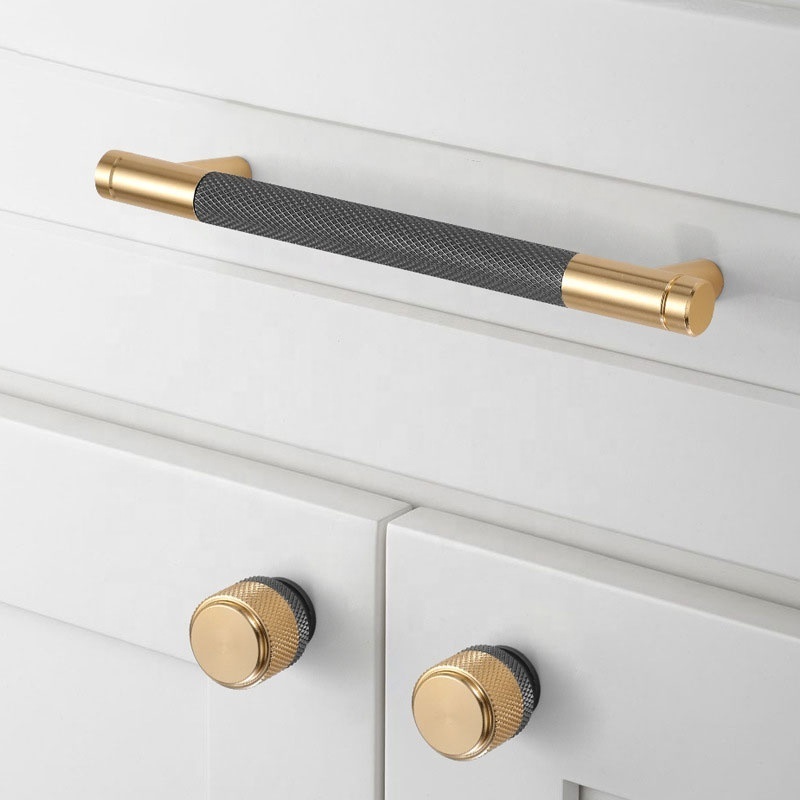 Modern simple gold gray light luxury European extended wardrobe door handle