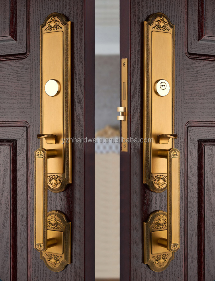 Factory direct sales luxury European double front door lock handle set home security door lock