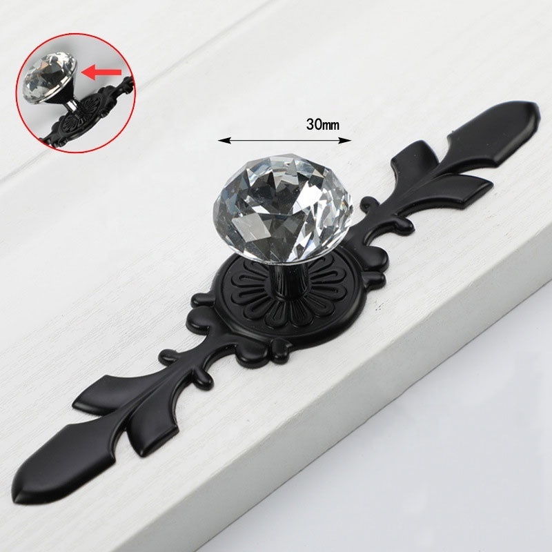 Luxury Diamond Crystal Handle Closet Dresser Door Handle Furniture Hardware Drawer handle