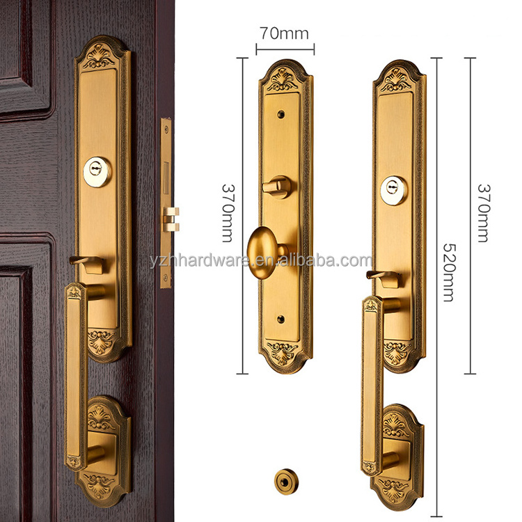 Factory direct sales luxury European double front door lock handle set home security door lock