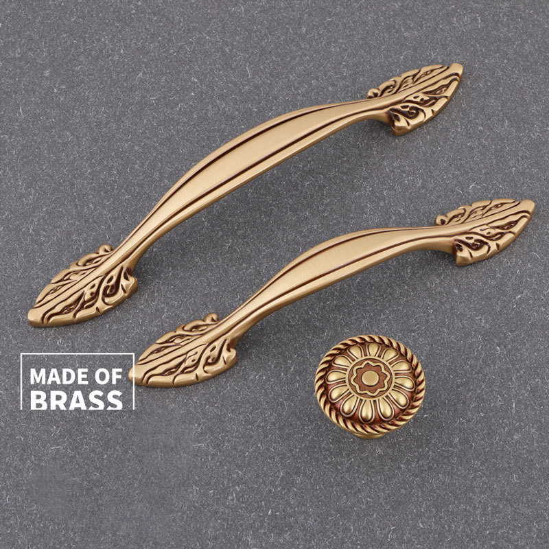 Factory Fancy Brass Furniture Hardware New Kitchen Bedroom Cabinet Handle Antique Drawer Pulls