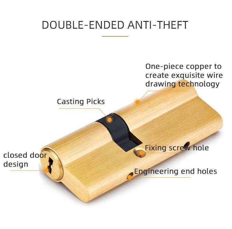 High security anti-cutting lock core Good quality anti-theft 70mm solid brass lock barrel