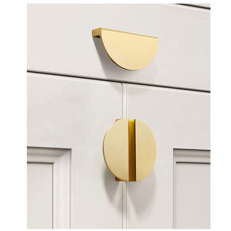 Aluminum alloy material semi-round pair fitting gold drawers wardrobe door handles furniture hardware accessories