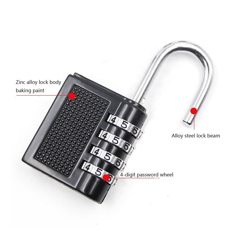 Spot wholesale zinc alloy large 4-bit combination lock luggage case bag gym mechanical password padlock