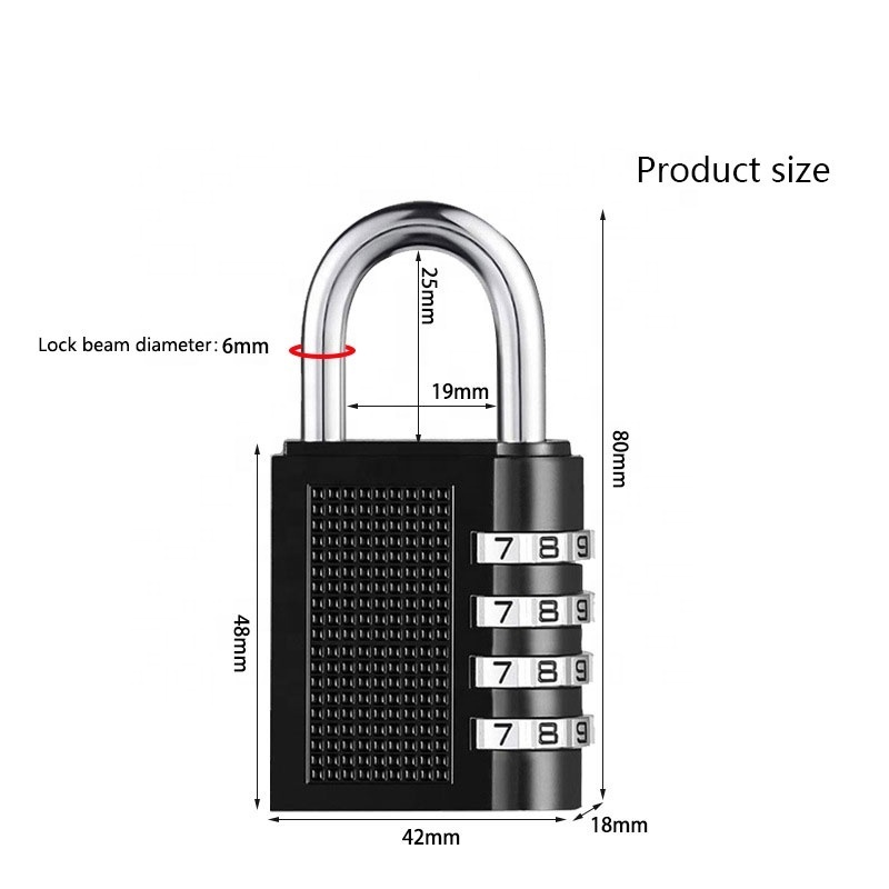 Spot wholesale zinc alloy large 4-bit combination lock luggage case bag gym mechanical password padlock