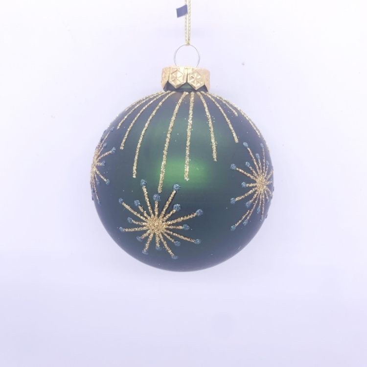 New Style Christmas 8 Cm Glass Ball With Withe Pattern For Festival Home Decoration Christmas Tree Ornaments