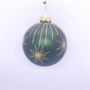 New Style Christmas 8 Cm Glass Ball With Withe Pattern For Festival Home Decoration Christmas Tree Ornaments