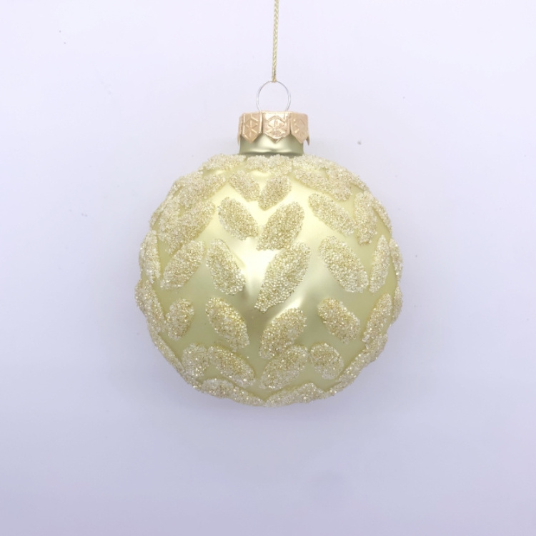 New Style Christmas 8 Cm Glass Ball With Withe Pattern For Festival Home Decoration Christmas Tree Ornaments