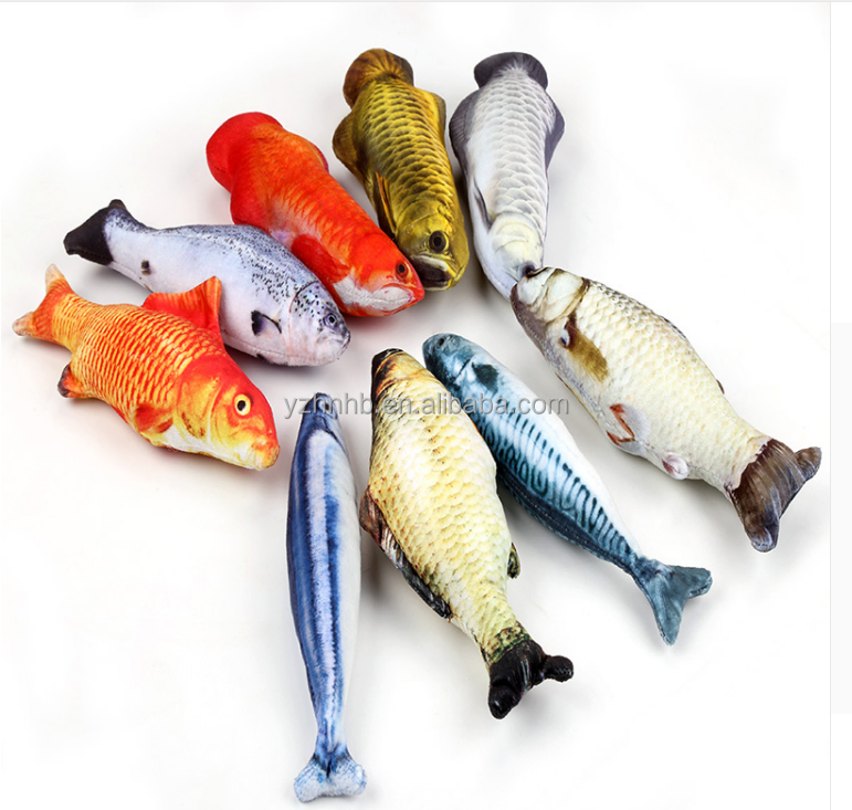 Electric Moving Fish catnip cat toy Flopping Fish with Catnip Interactive Cat Customized New size label plush toy skin