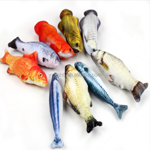 Electric Moving Fish catnip cat toy Flopping Fish with Catnip Interactive Cat Customized New size label plush toy skin