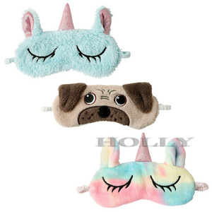 custom logo eco friendly adjustable cute party sleeping plush cartoon eye mask