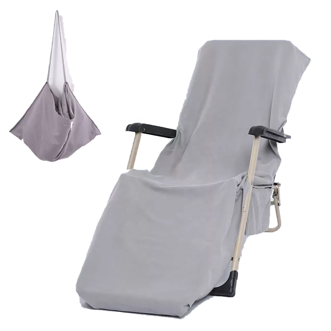 Holiday Portable Foldable Microfiber Tie-dye Backpack Beach Chair Cover Sunbathing Recliner Towel with Pocket Elastic Band