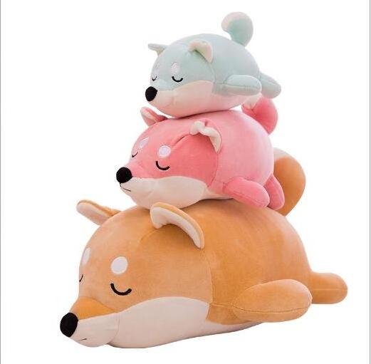 Factory Wholesale Custom Good Quality Cute Cartoon Pillow Baby Fat Lying Shiba Inu Corgi Dog Plush Stuffed Toys