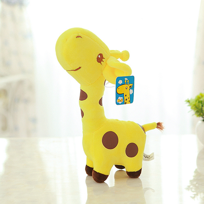 Wholesale Soft Doll Kid Gift Stuffed Animal 18cm Standing Giraffe Plush Toy with 5 Colours Yellow / Blue / Pink / Green / Purple