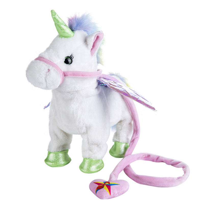 2024 Funny Toys Cute Unicorn Stuffed Animal Electric Walking And Singing Unicorn Plush Toy with Leash