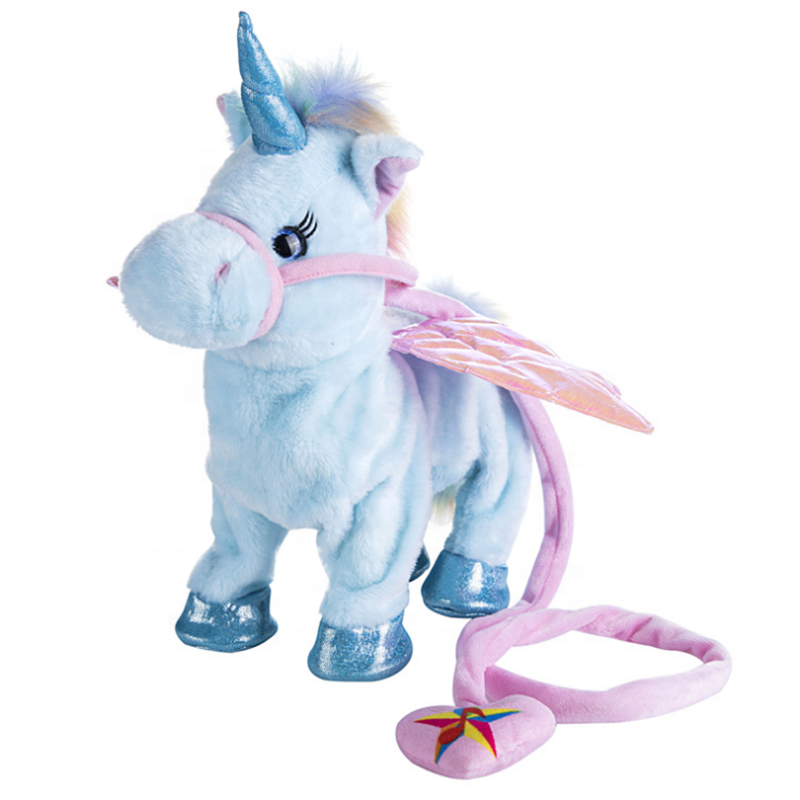 2024 Funny Toys Cute Unicorn Stuffed Animal Electric Walking And Singing Unicorn Plush Toy with Leash