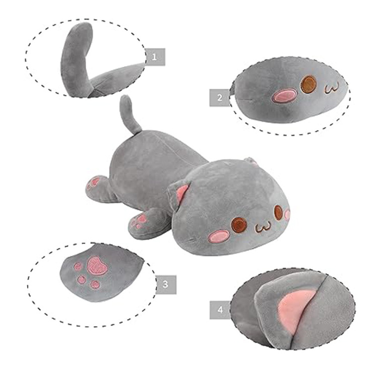 Hot Selling Cat Plush Toy Soft Animal Hugging Plush Pillow Cartoon Long Cat Kitten for Kids